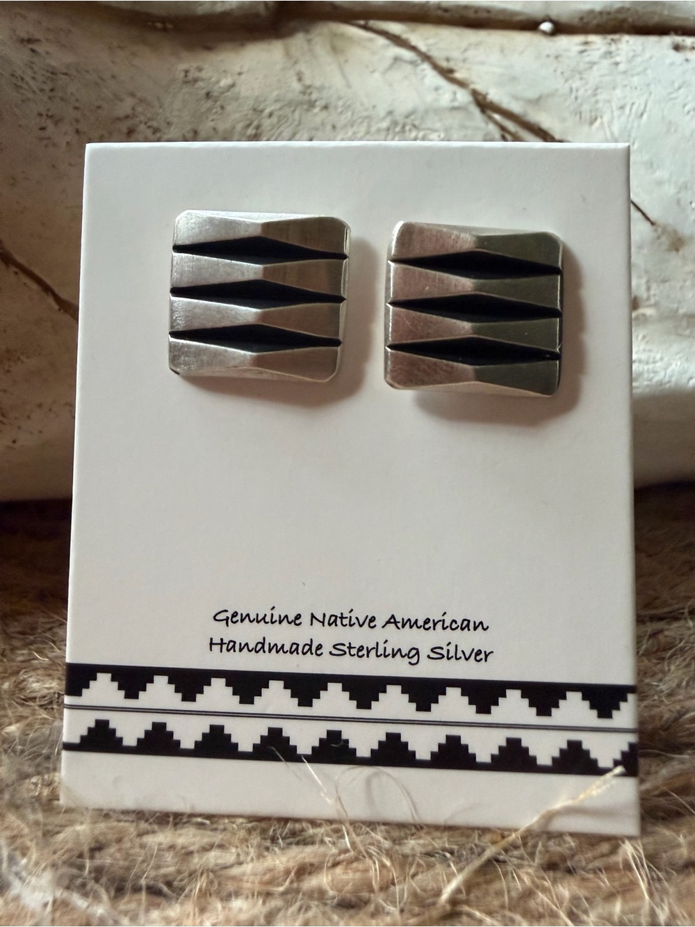 Lane Tahe Handmade Sterling Silver Geometric Stud Earrings - Silver